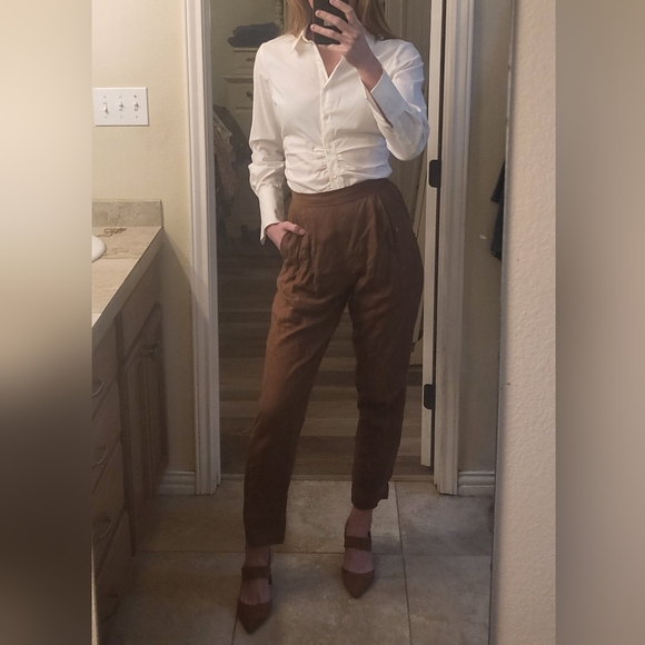 Sotela Adobe pleated trouser brown linen size 0 (26" waist) - Picture 6 of 13